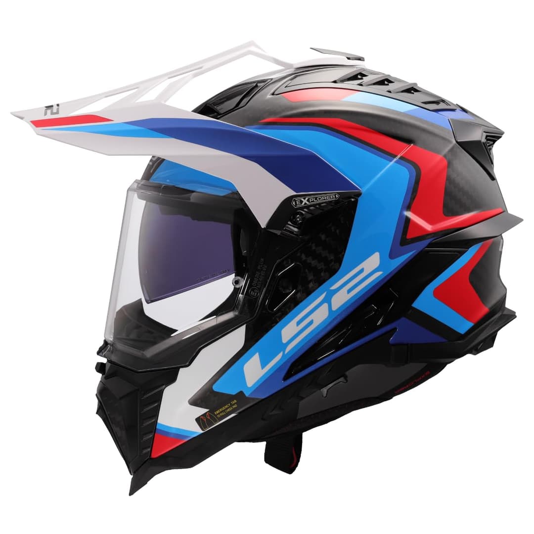 LS2 MX701 Explorer Carbon Frontier II gloss white blue - …
