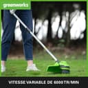 Greenworks 48V (24V x 2) Cordless Brushcutter with Grass Trimmer, 38cm Cutting Width, Bike Handle, 5.95kg Easy to use, 25cm Blade, Two of 24V 4Ah Batteries & Charger, 3 Year Guarantee - 5
