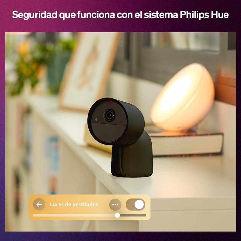 Philips Hue Caméra de surveillance Secure, Résolution vidéo 2k, Notifications, Audio bidirectionnel, Intégration avec les lampes Hue, Caméra extérieure compacte avec support élégant, Noire - 5