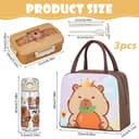 GVMJHYK Capybara Water Bottle with Bento Lunch Box, Pack of 3, Capybara Lunch Bag, Cartoon Animals Cute Water Bottle, Cartoon Lunch Box Children Suitable for Children School or Nursery (Capybara-C) - 2