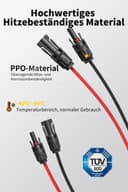 Solar Cable 4 mm²/6 mm², Solar Cable Extension 1/2/3/5/10/15/20 m, Multi-Contact 4 Solar Cable, IP67 Waterproof, Solar Cable Extension Cable - 6