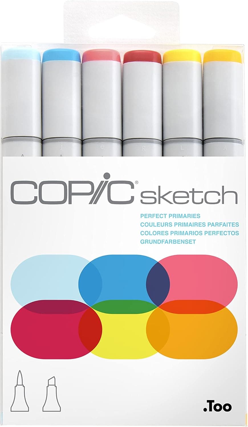 Copic Sketch Coloured Marker Pen - Set of 6 Basics, For Art & Crafts, Colouring, Graphics, Highlighter, Design, Anime, Professional & Beginners, Art Supplies & Colouring Books