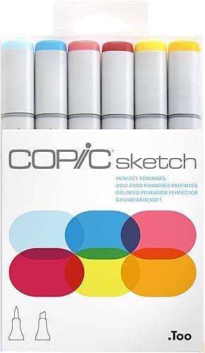 Copic Sketch Coloured Marker Pen - Set of 6 Basics, For A…