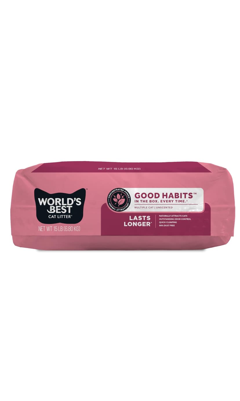 WORLD'S BEST CAT LITTER Good Habits Cat Attract Litter | Natural Plant-Based Attractant | Flushable Corn Litter | Unscented Odor Control | Low Tracking & Lightweight | 15lb Bag | 1+ Month Supply* - 5