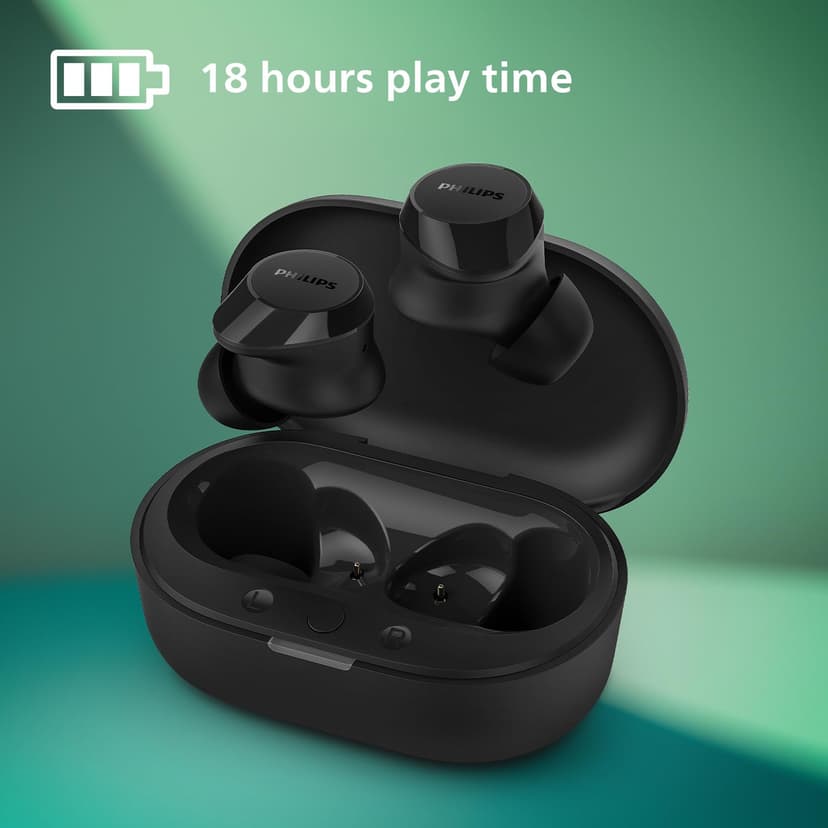 Philips TAT1209BK True Wireless In Ear Bluetooth Headphones - Small Buds, Great Value, Natural Sound with Dynamic Bass, Clear Calls and Pocket-Sized Charging Case - Black - 6