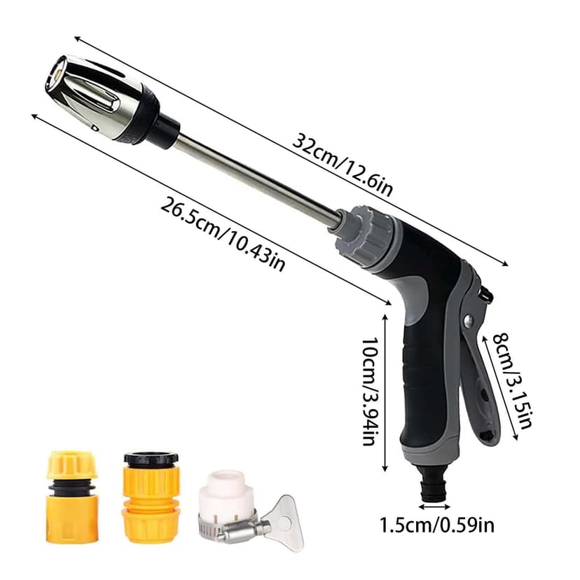 GmwyCzV High Pressure Water Gun, Alloy Car Wash Water Gun and 3 Plastic Interface High Pressure Water Lance Black for Car Wash Gardening Watering - 2