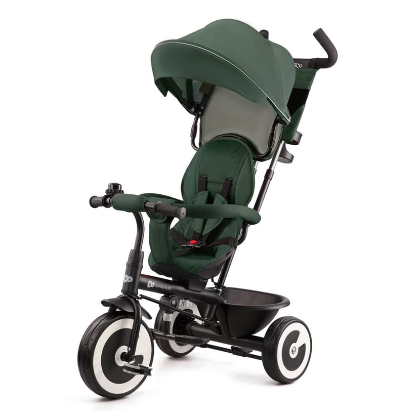 Kinderkraft Aston Tricycle, Baby Push Trike, Kids First Bike, Free Wheel Functions, Parenthandle, Footrest, Accessories, Bag, Cupholder, from 9 Months to 5 Years, Green - 1