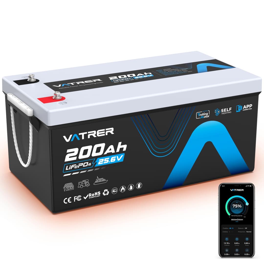 VATRER POWER 24V 200Ah Batterie Lithium LiFePO4 Auto-chau…