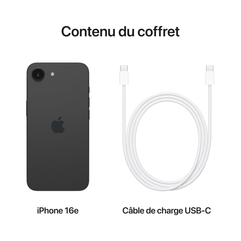Apple iPhone 16e 128 Go : Conçu pour Apple Intelligence, Puce A18, Autonomie de Taille, Caméra Fusion 48 Mpx, Écran Super Retina XDR de 6,1 Pouces; Noir - 6