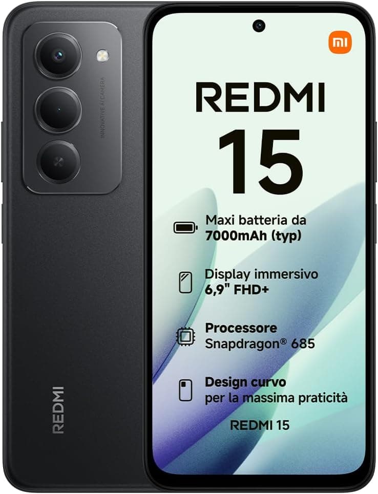 Xiaomi Redmi 15, Smartphone 6+128GB, 6.9" FHD+ 144Hz DotDisplay, Snapdragon 685, 50MP AI Dual Camera, 7000mAh Battery, Sandy Purple, Charger Not Included - 1