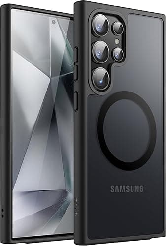 JETech Coque Magnétique pour Samsung Galaxy S24 Ultra 5G, Compatible avec MagSafe, Étui Housse Antichoc à Dos Translucide Mat (Noir)