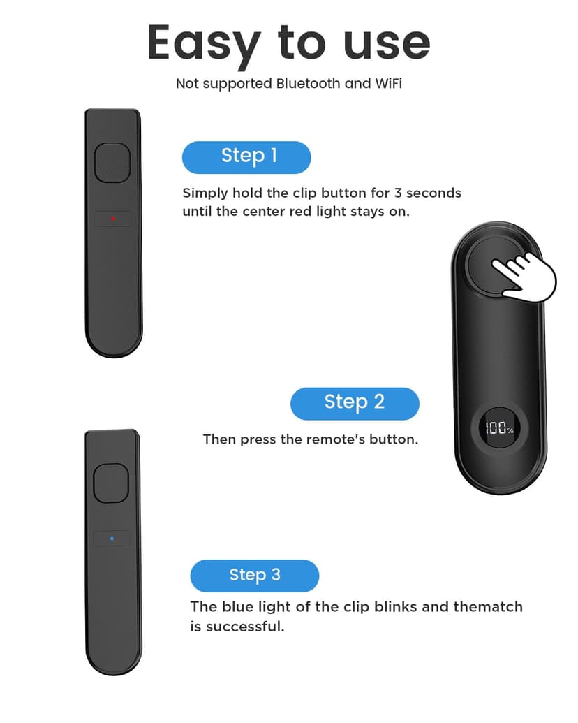 RF Remote Control Page Turner for Kindle Paperwhite Scribe Oasis Accessories, Clicker Page Turner for iPhone,Tablets Reading Camera Video Record Remote Triggers,Black - 4