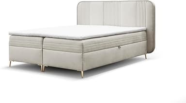 FURNISTAR Lit à sommier tapissier GINA - Lit double avec …