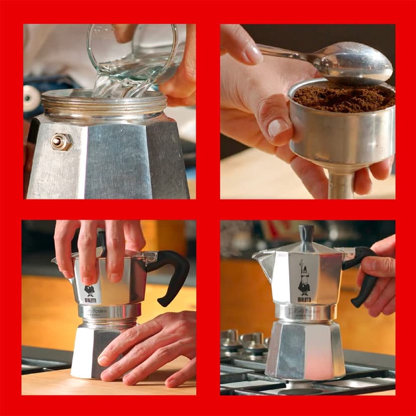 Bialetti Moka Express Caffettiera in Alluminio, 6 Cups, Acciaio Inossidabile, Argento,270 milliliters, Silver - 5
