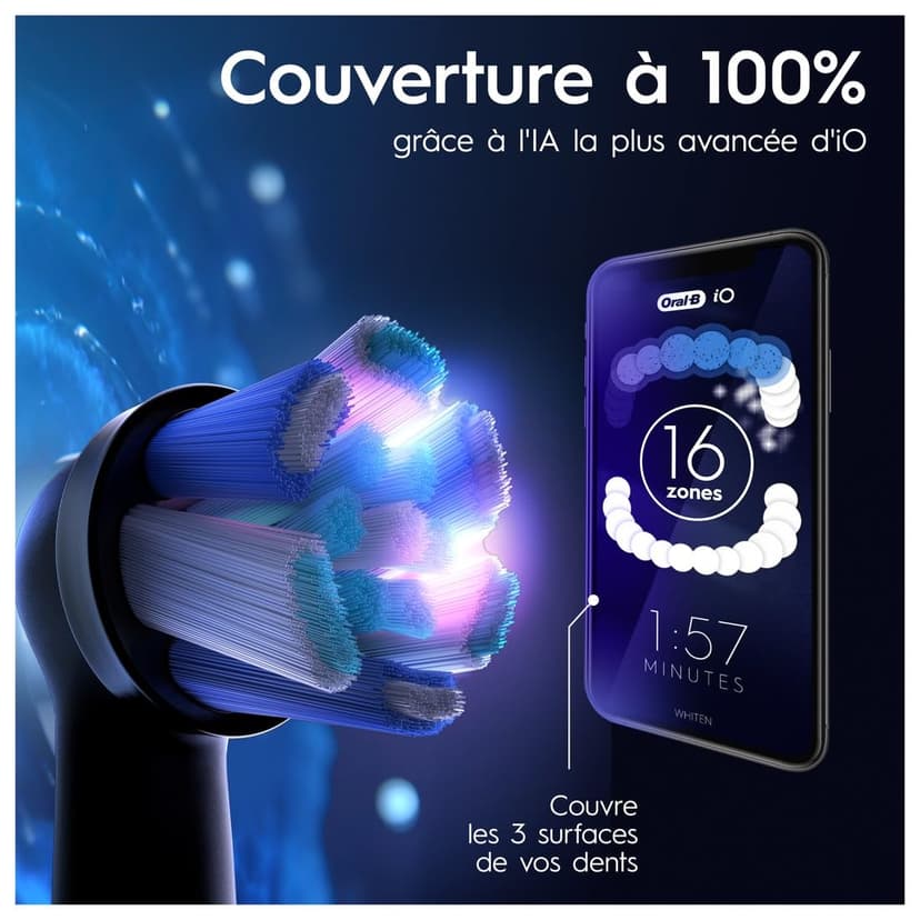 Oral-B iO 9 Black Electric Toothbrush, 3 Brushes, 1 Travel Case Charger, 1 Pouch, 1 Brush Holder - 8