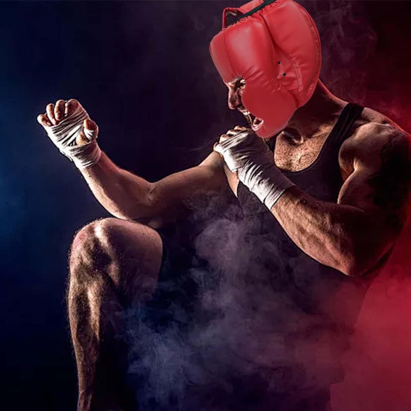red helmet, head protection, kickboxing, karate, boxing helmet, sparring - 5