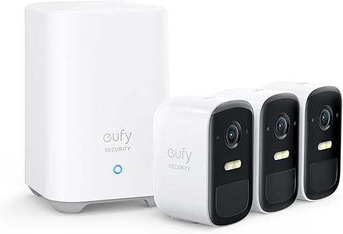 eufy Security eufyCam 2C Security Camera Outdoor, Home Security Camera Systems, 180-Day Battery Life, HD 1080p, IP67 Weatherproof, Night Vision, 3-Cam Kit, No Monthly Fee