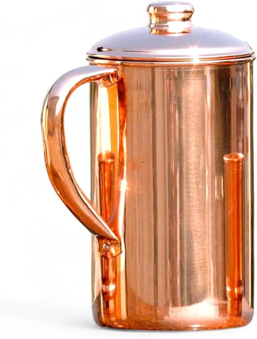 Pure Copper Pitcher for Ayurvedic Health Benefits 1.5 Liter Handcrafted Copper Water Jug with Matching Lid | for Serving More Water with Family - 3