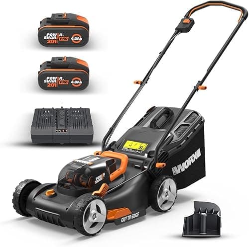 WORX WG743E Cordless Lawnmower 40 V - Professional Lawnmower with Mulching Function & PowerShare Battery - Lawn Mowing without Cable - Ideal for Gardens up to 500 m²