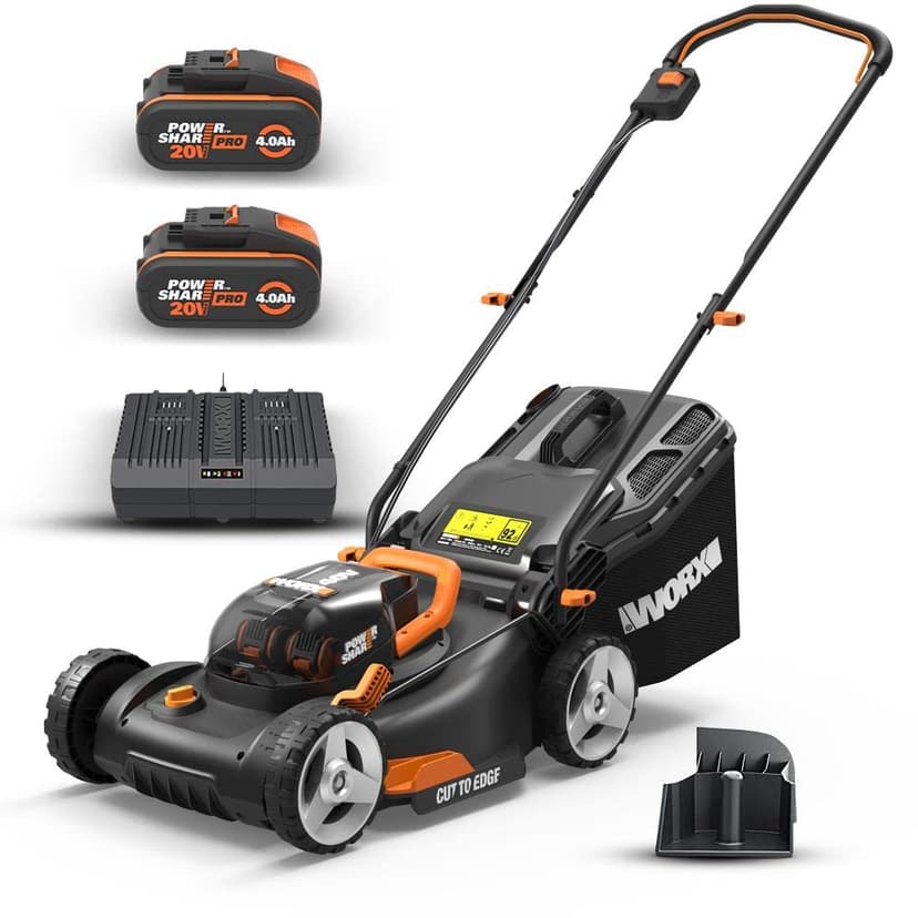 WORX WG743E Cordless Lawnmower 40 V - Professional Lawnmower with Mulching Function & PowerShare Battery - Lawn Mowing without Cable - Ideal for Gardens up to 500 m² - 1