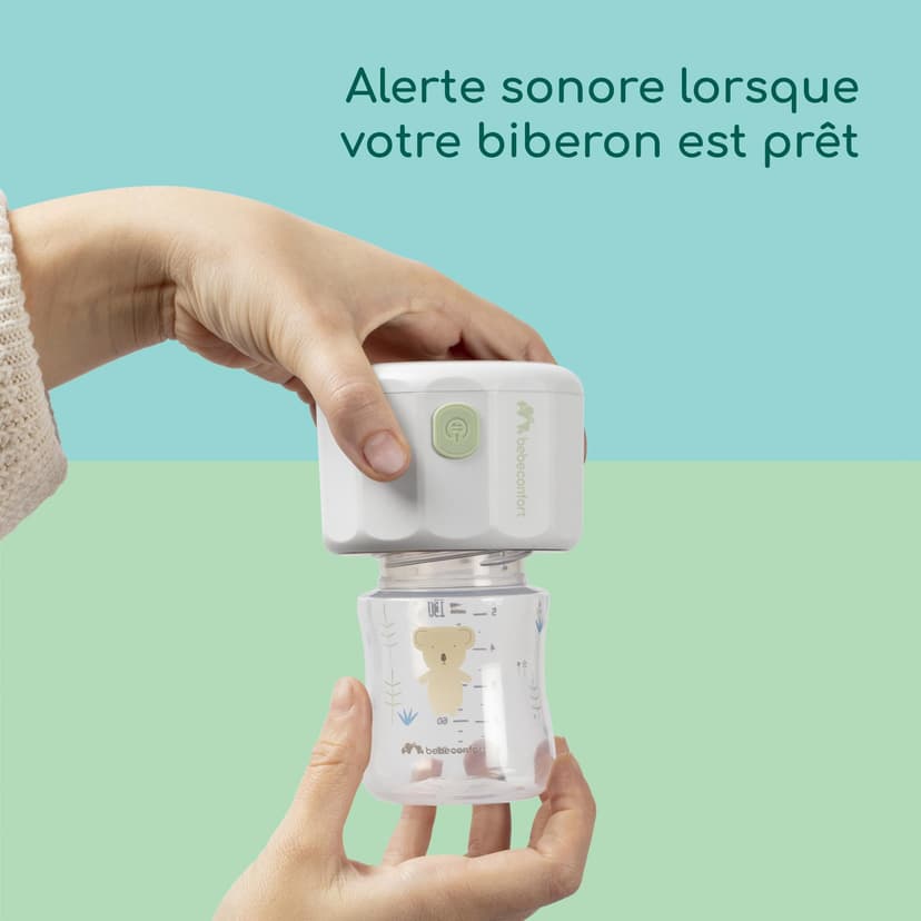 Bebeconfort Chauffe-biberon digital nomade, Chauffe-biberon portable pour bébé, Compact L6,5 x l6,5 x h8 cm, Poids léger (280 g), Écran digital, Batterie durable, Contrôle de la température - 6