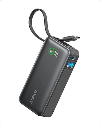 Anker Nano Power Bank Ricarica Rapida, 10000 mAh, con Cavo USB-C Integrato, PD 30 W, Potenza Massima con 1 USB C 1 USB-A, Compatibile con iPhone 17 pro max/16, MacBook, Samsung, iPad e Molto Altro