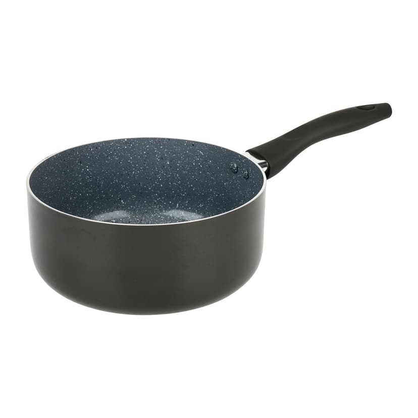 Crealys AUTAN 529581 Saucepan Aluminium Diameter 20 cm Height 9 cm Healthy Non-Stick Coating Stone Effect Ceramic Grey Colour Heat Resistant Silicone Handle Suitable for All Heat Sources Including - 1