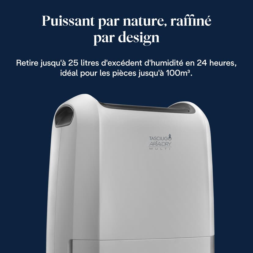 De'Longhi Tasciugo AriaDry Multi - Deumidificatore Casa Portatile, Assorbi Umidità 25L/Giorno, Asciugabiancheria, Antimuffa, Bassa Rumorosità, Timer, Bianco (DDSX225) - 2