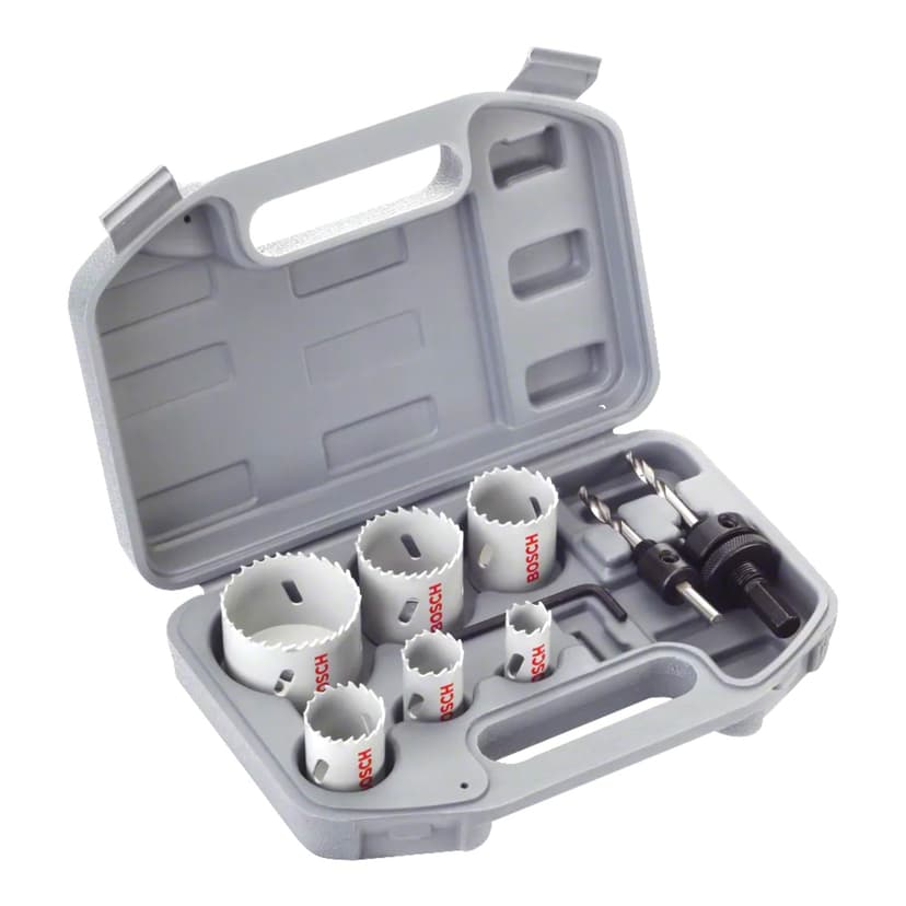 Bosch 9 pc. Hole Saw Set HSS Bi-Metal for Electricians (Metal, Wood, Ø 20-68 mm, Accessories Rotary Impact Drill) - 1