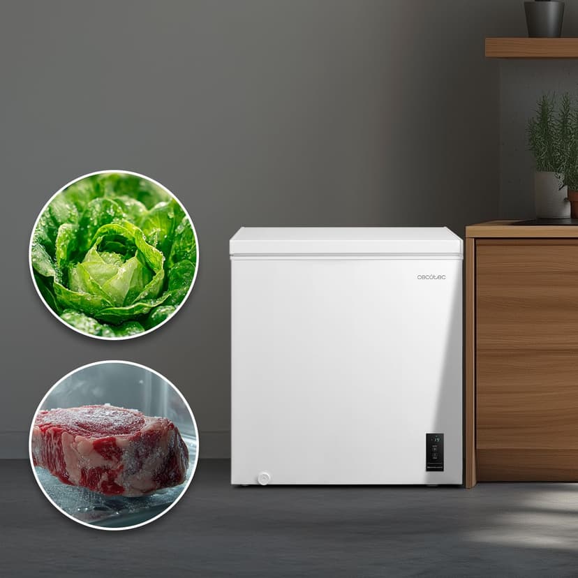 Cecotec Congélateur Coffre 198L Bolero CoolMarket Chest 198P White E. Panier, Contrôle Électronique LED, UltraContact D-Cool, Double Fonction, Porte ZeroG (80º-30º), Congélation Rapide, Compact - 3