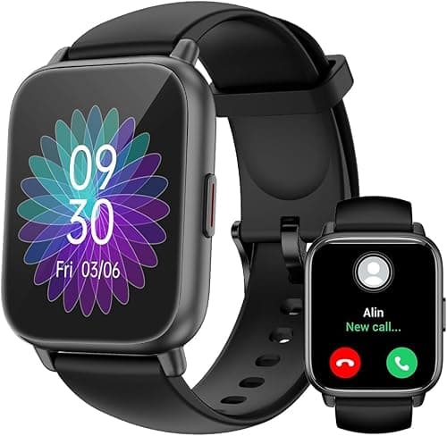RUIMEN Smart Watch Answer Dial Call,Smart Watches for Women Men 1.85"HD Screen Fitness watch with SpO2 Heart Rate Sleep Monitor Step Counter Waterproof 100+ Sports Mode for Android iOS (2 Bands)