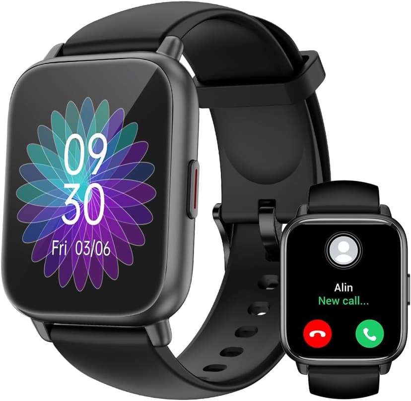 RUIMEN Smart Watch Answer Dial Call,Smart Watches for Women Men 1.85"HD Screen Fitness watch with SpO2 Heart Rate Sleep Monitor Step Counter Waterproof 100+ Sports Mode for Android iOS (2 Bands) - 1
