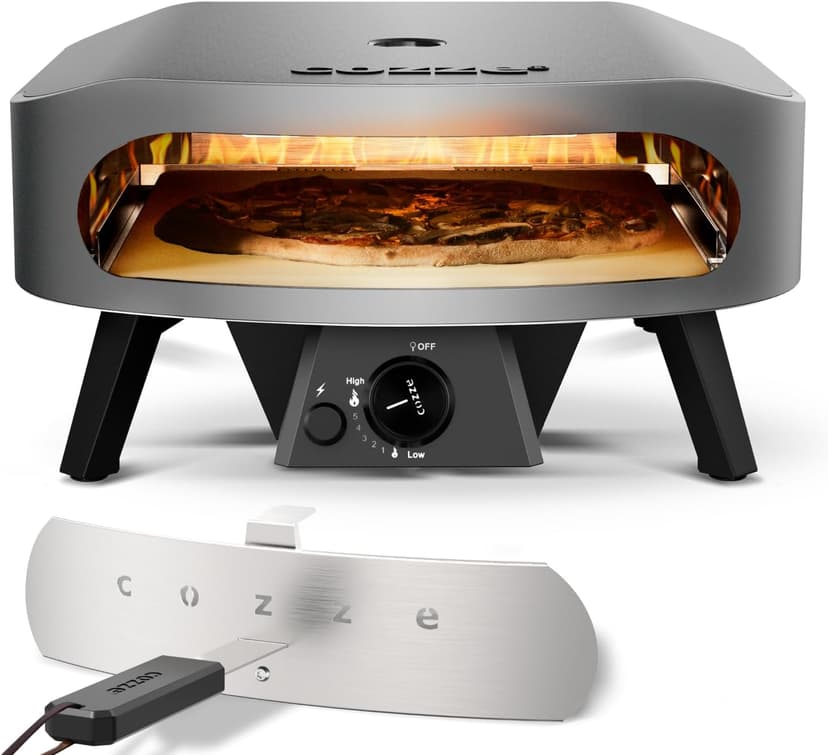 Cozze® 17" Four à Pizza CLASSIC | Gaz 30 mbar | Grande pierre en cordiérite incluse | Double chambre en acier inoxydable | Allumage automatique | Thermomètre intégré | Cuisson rapide 2 min - 1