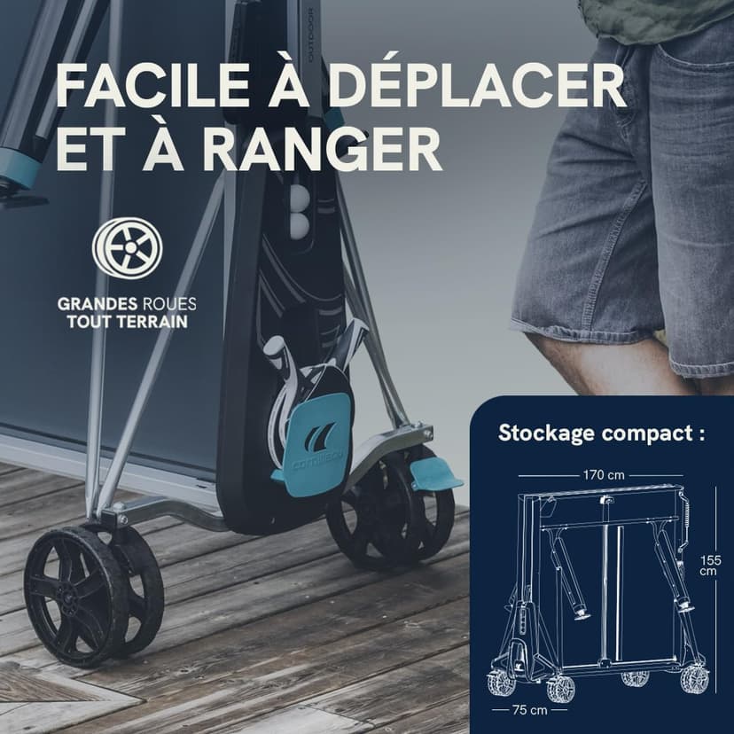 CORNILLEAU - Table de ping Pong d'extérieur 400X Outdoor - Loisir de Jardin - Agrément FFTT - Panneau Bleu 5mm - 4