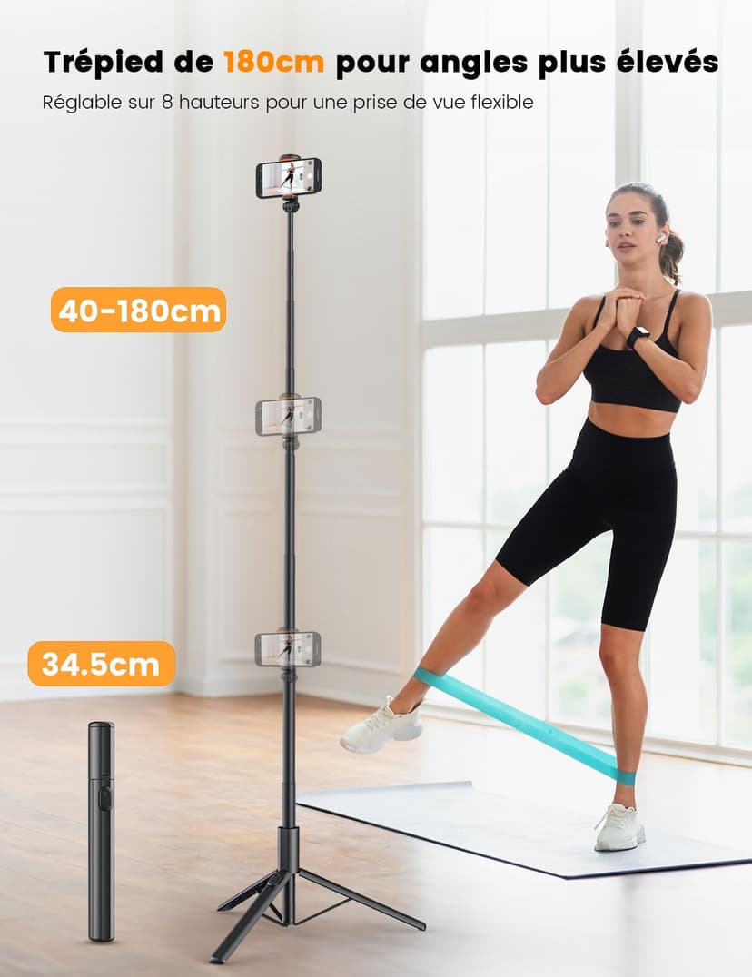 ANXRE 71"/180cm Phone Tripod Monopod, NT79 Extendable Selfie Stick Tripod for Cell Phone＆Camera, Mobile Tripod Stand for Filming, Tripod Stand Holder Compatible with Smartphone Camera - 2