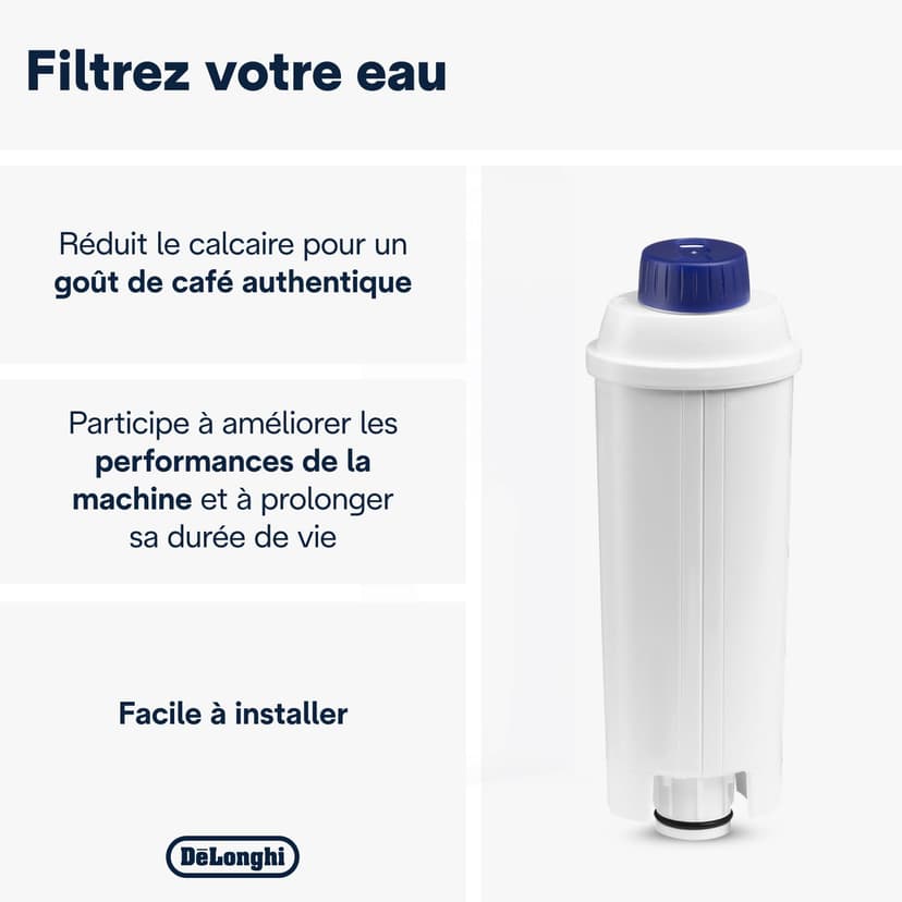 De'Longhi Cartouche Filtrante DLSC002, Filtre a Eau Machine a Café, Blanc - 2
