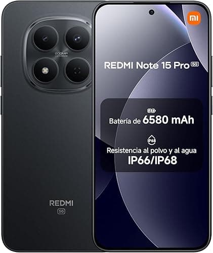 XIAOMI Redmi Note 15 Pro 5G, Smartphone 8+256 GB, Massive 6580mAh Battery, IP66/IP68, New 200MP Camera, 6.83" AMOLED Display, Black, Warranty 2 years, Charger Not Included