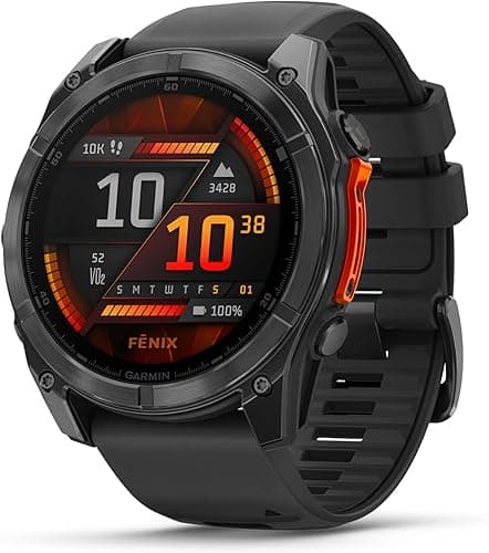 Garmin fēnix 8, 51mm Premium GPS smartwatch, AMOLED touchscreen, multisport, advanced health & training features,built-in LED flashlight,adventure watch with up to 29 days battery life, Slate Grey