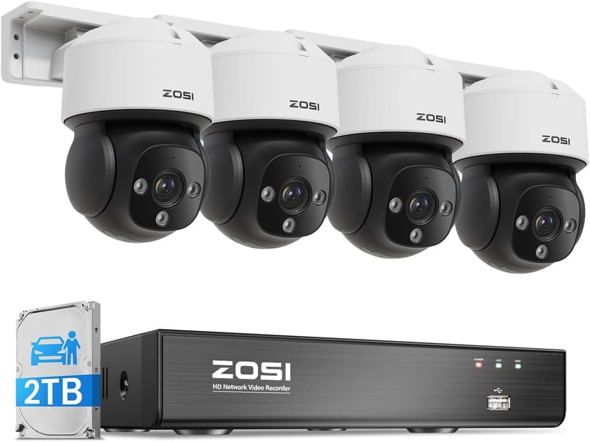 ZOSI C290 8MP 4K PoE Security Camera System Outdoor, Pan/Tilt 360 Camera, 2TB Hard Drive - 1