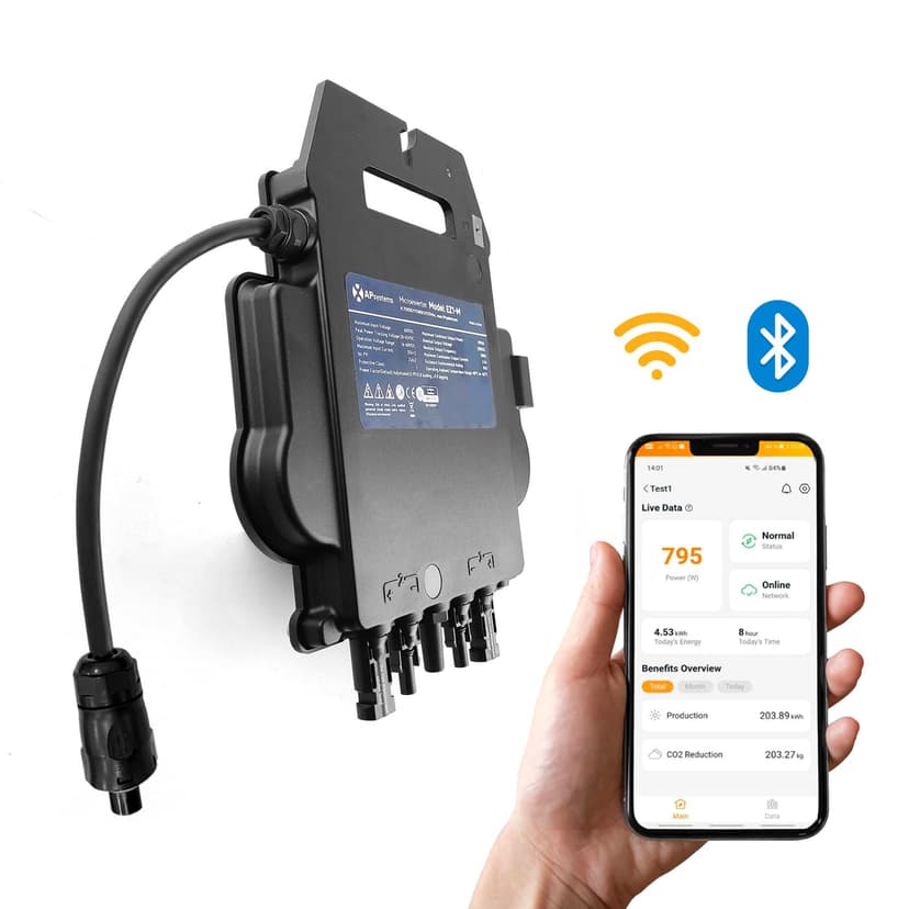 APsystems EZ1-M Micro Inverter 800 W with Wi-Fi and Bluetooth, PV VDE Certified, Plug & Play Inverter, Ideal for Balcony Power Plant - 2