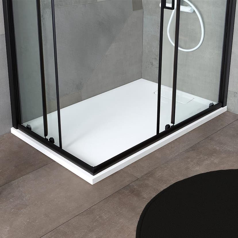 City Shower Enclosure 80 x 100 H 190 cm Matt Black Profile in Clear Crystal Glass - 2