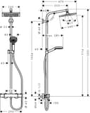 hansgrohe Crometta E - Colonne de douche économie d'eau (EcoSmart) avec mitigeur thermostatique, douche pluie (240 x 240mm), douchette, support, flexible, barre et douche de tête, Chromé, 27281000 - 6