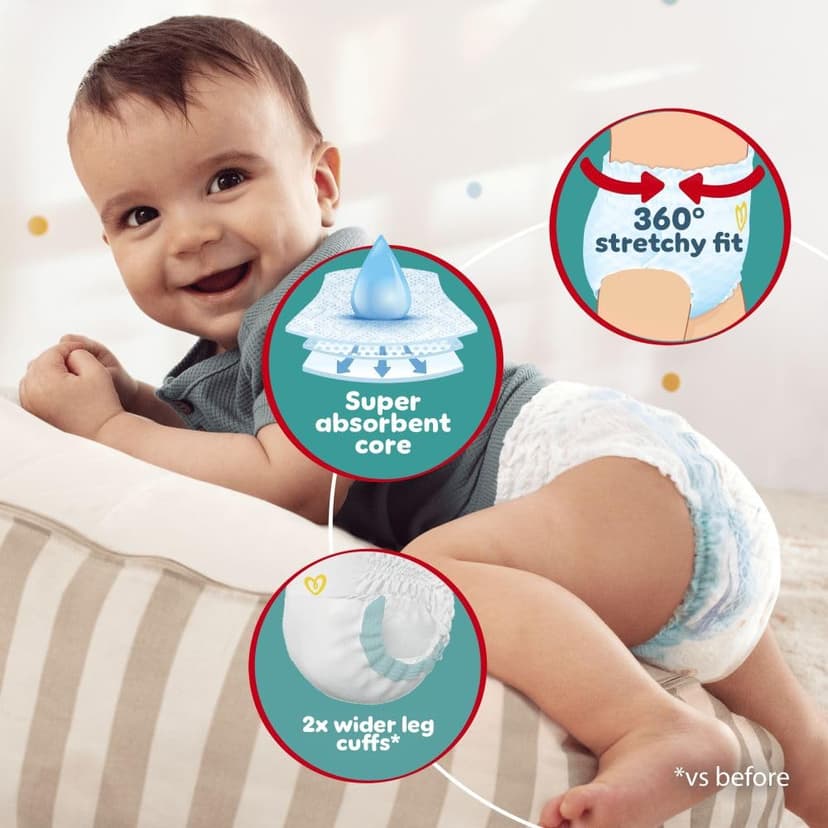 Pampers Baby-Dry Nappy Pants Size 9, 108 Nappies, 19kg+, Monthly Pack, 360° Fit to Help Prevent Gaps and Leaks - 4