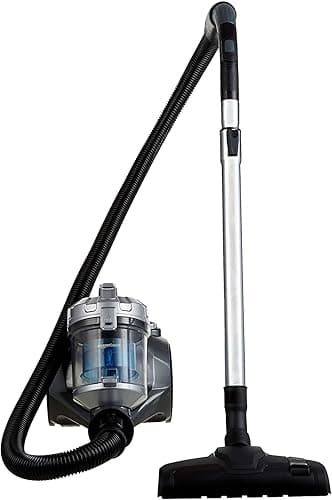 Amazon Basics 15KC-71EU4 Aspirateur sans Sac à Cylindre, Puissant pour Sols Durs et Tapis, Filtre Hepa, Compact et Léger, 700 W, 1,5 L, Noir/Bleu