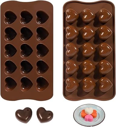 Lot de 2 Moules Silicone en Forme de Cœur - 15 Cavités An…