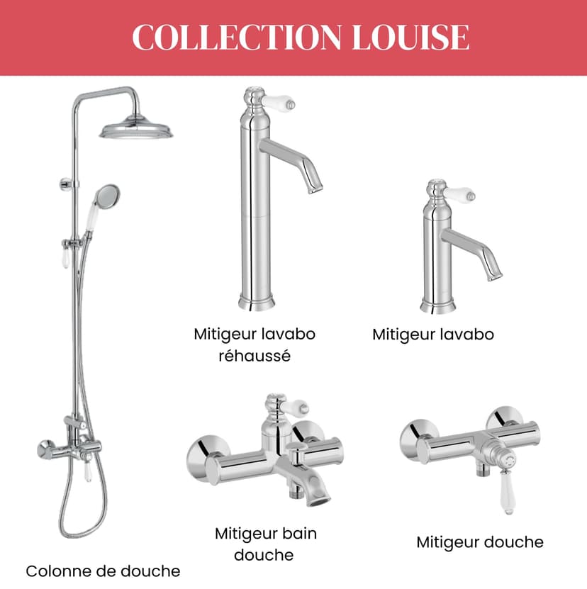 Jacob Delafon - Mitigeur bain-douche mural Louise - Mécanique - Design Rétro, poignée céramique - Économie d’eau - 21x14,80x19,50 cm - Finition Bronze - E24363-BCN - 8