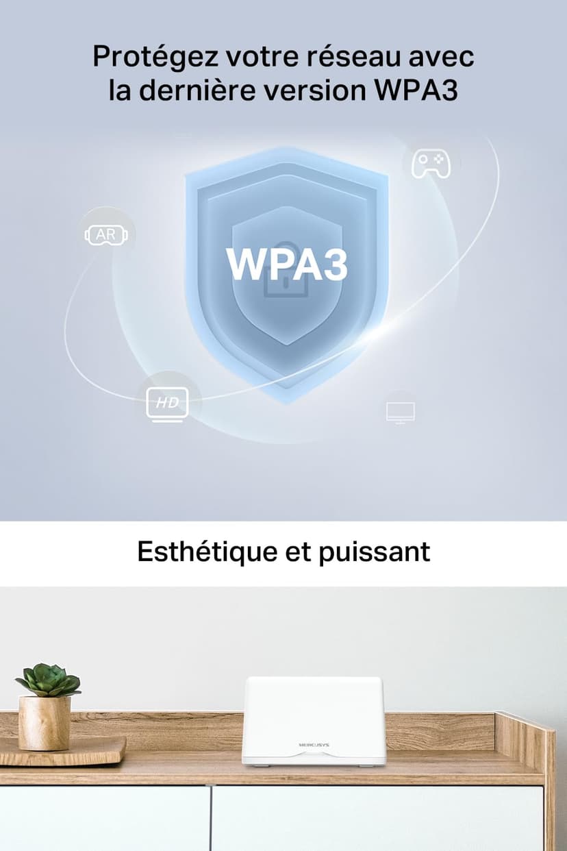MERCUSYS WiFi 7 Mesh BE9300Mbps Tri-Bande Halo H47BE(2-Pack), Couverture jusqu'à 550 m², Connecter jusqu'à 200 Appareils, 3 Ports 2.5G, Canaux 320 MHz, Easy App Control - 9