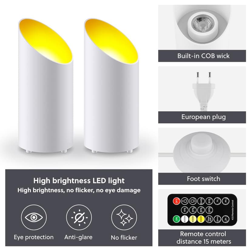 Adiwo Spot LED Uplight, Spot de Sol, 2 Pcs Blanc Lampes de Sol LED pour Un Éclairage d'Accentuation d'Ambiance, Lampadaires Plafonniers Lampadaire Dimmable Jaune Chaud Naturel Lumière Blanc Froi - 3
