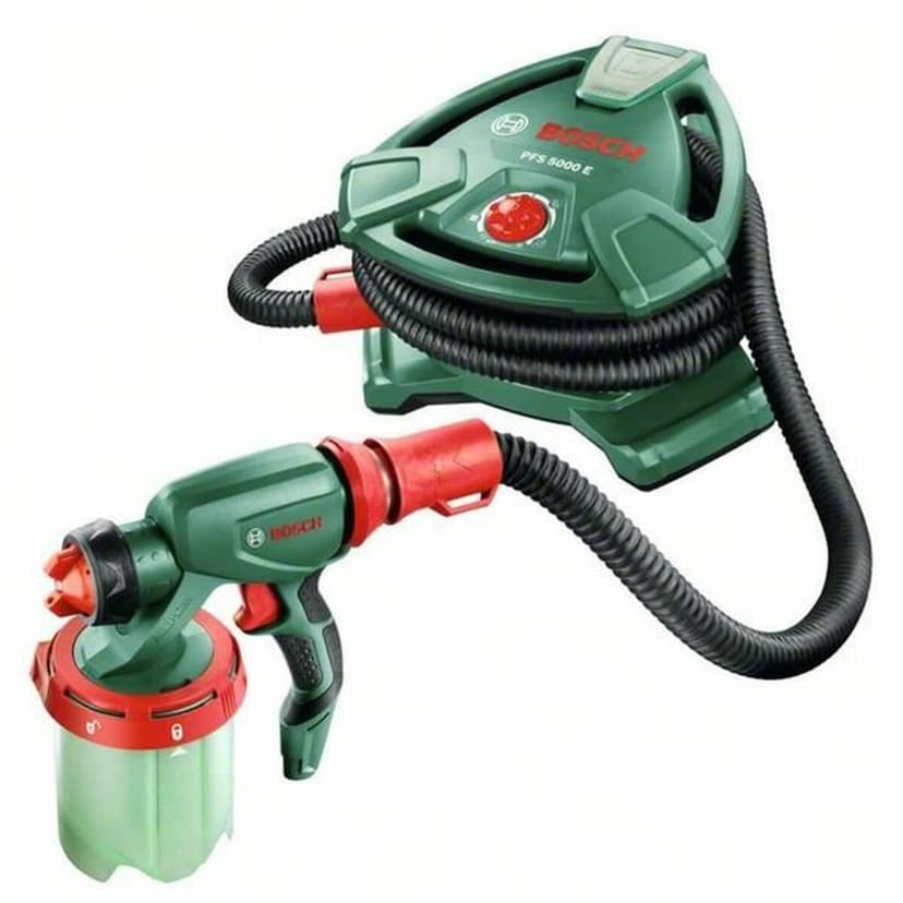 Bosch Home and Garden 1000 ml Paint Spray System PFS 5000 E (2X Paint Tanks 1000ml, Nozzle for Wall Paint/Glazes/Varnish, Colour Filter, Cleaning Brush, Box, 1200 Watts) - 1