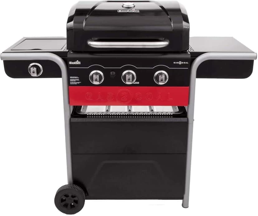 Char-Broil Gas BBQ Gas2Coal 330 Hybrid - 3-burner Gas & Coal Barbecue Grill - Ideal for Outdoor Cooking, Garden, Balcony and Patio - 1